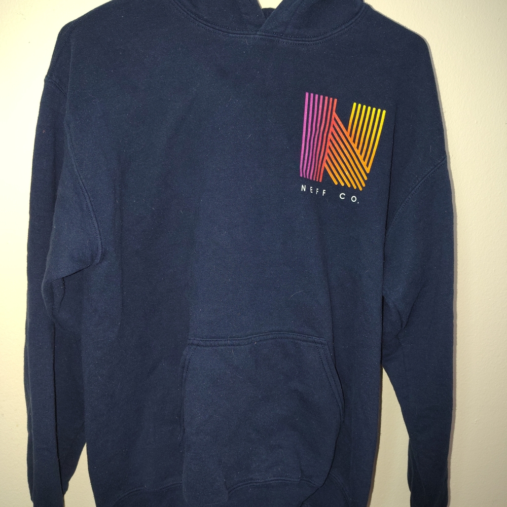 Neff Co. Navy Hoodie with Colorful Logo